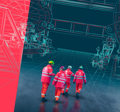 Four Worley people wearing PPE.