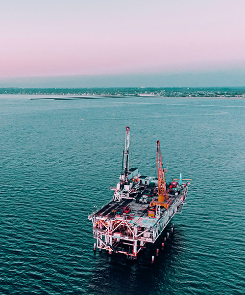 Offshore oil platform in the ocean.